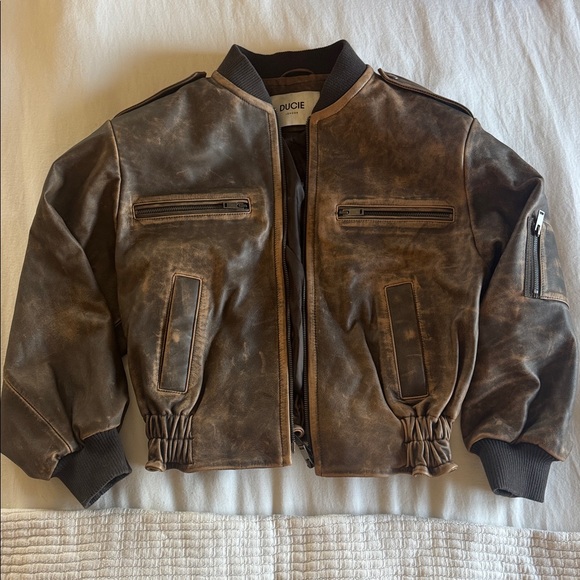Ducie Jackets & Blazers - Luna Leather Bomber Jacket Ducie